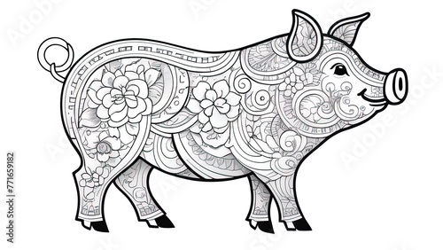 2031 is the year of the pig. Chinese New Year. Year of the pig for chinese new year 2031or chinese fastival , lucky zodiahc lucky of the year. Coloring book