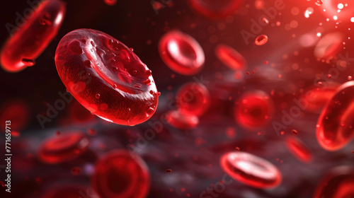 Red blood cells circulating in the blood, 3D illustration
