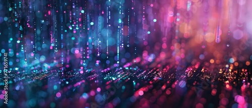 Digital rain in neon colors perfect for a dynamic modern background photo