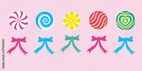 Collection of lollipops with ribbons
