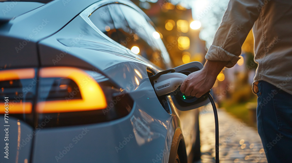 Cargando un coche eléctrico Cargando un coche eléctrico