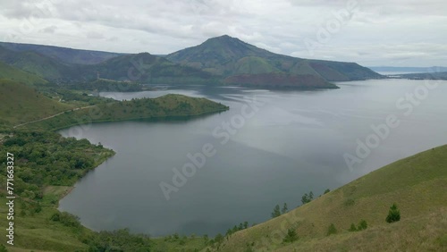 Aerial view of the hills around Lake Toba