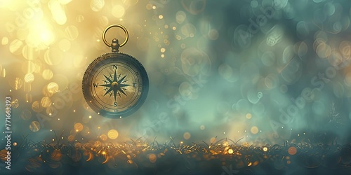 Whispery image of a compass pointing towards a dream, illustrated in a soft fade on a light background. photo