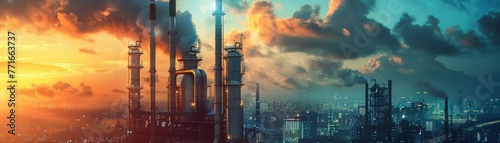 Chemical reactions powering a futuristic city carbon dioxide management photo