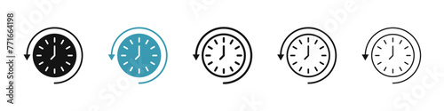 Past Time Line Icon Set for UI Designs. Recent Browser History Vector Icon. Past Days Sign for UI Designs. photo