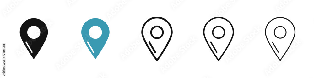 Map marker line icon set. gps position pin sign. location pointer icon ...