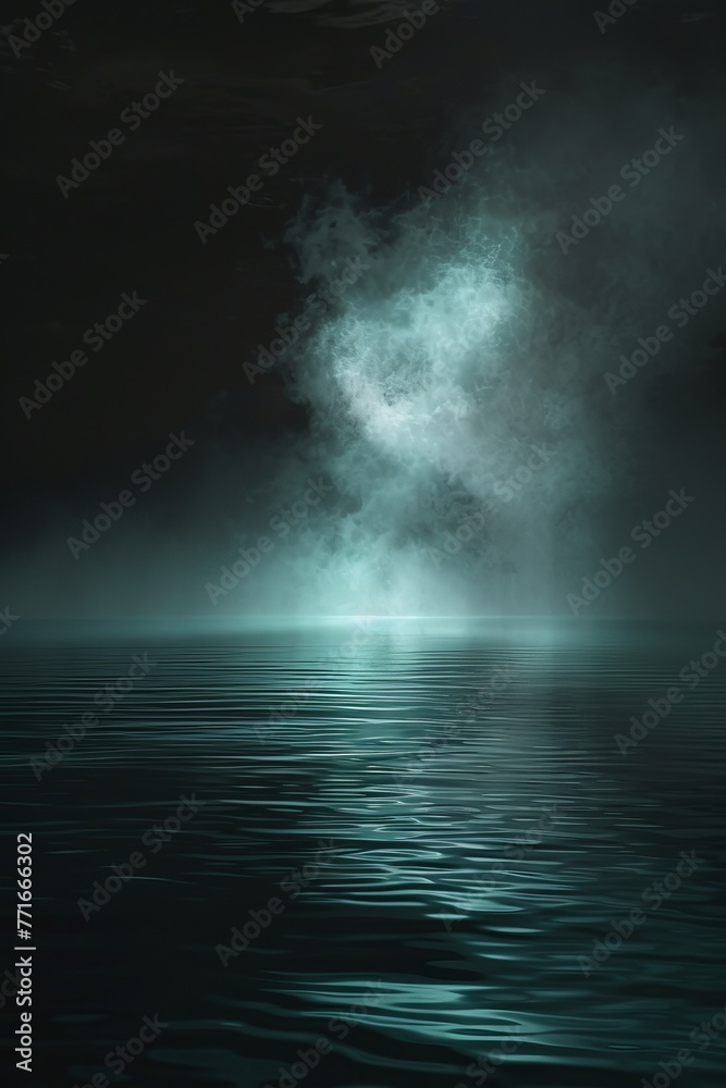a black wallpaper with a slight blue/green glow and mist ,