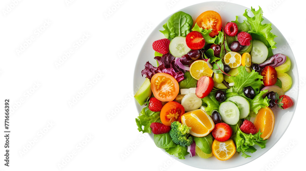 Colorful and Fresh Fruit Salad with Appetizing Dressing, Top View of Sliced Mixed Fruits on Transparent Background for Healthy Eating Concept Colorful and Fresh Fruit Salad with Appetizing Dressing, Top View of Sliced Mixed Fruits on Transparent Background for Healthy Eating Concept