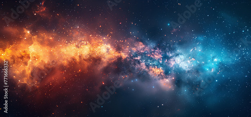 Vibrant cosmic background with a colorful nebula and starry space  suitable for astronomy themes and abstract wallpapers.