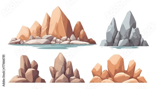 rocks stones vector illustration on isolated white background 