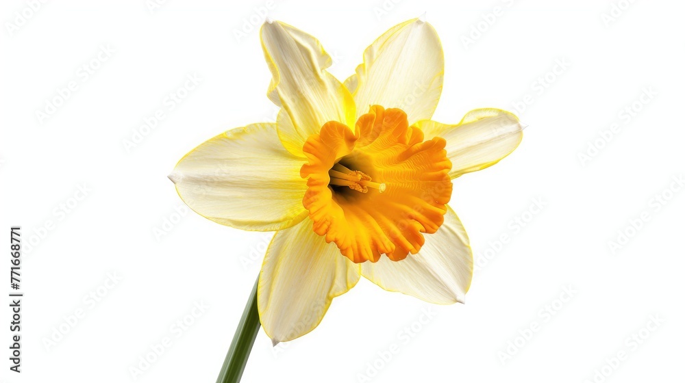 Fototapeta premium Beautiful colorful daffodil flower isolated on white background Generative AI