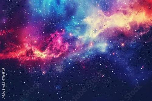 Cosmic abstract background, colorful galaxy with nebula and stars, space art