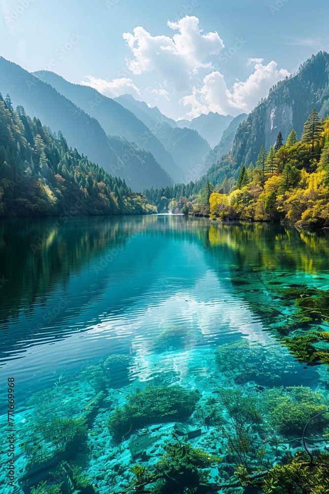 The most beautiful lake in the world is Jiuzhaigou Valley Scenic Area