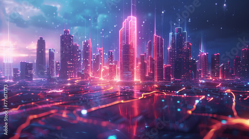 Futuristic city - psychic waves style