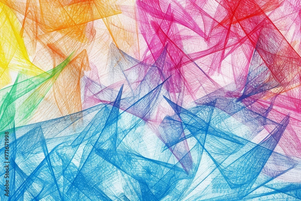 Colorful abstract scribble sketch background, hand-drawn with colored pencils