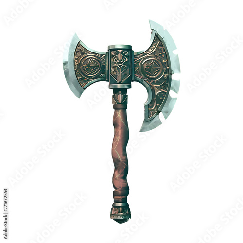 Ancient axe isolated on transparent background on transparent background