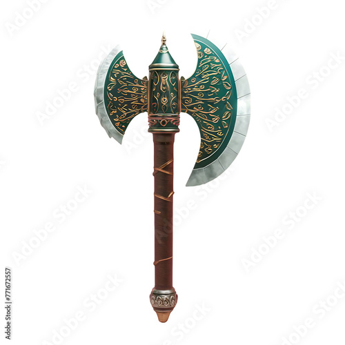 Ancient axe isolated on transparent background on transparent background