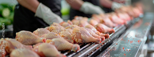 chicken meat in the factory industry. Selective focus. photo