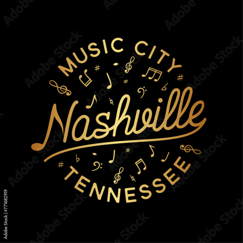 Nashville music city vector design template. Nashville Tennessee logotype. Vector and illustration.