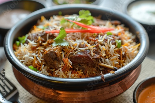 Romatic Biryani Layered With Flavorful Rice And Meat