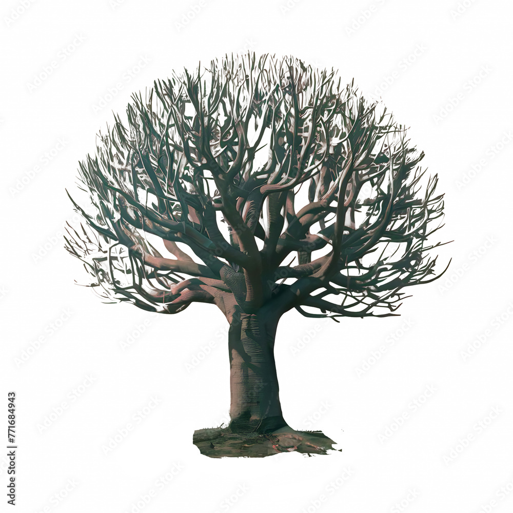 Naklejka premium Dead tree dry tree cut out isolated on transparent background