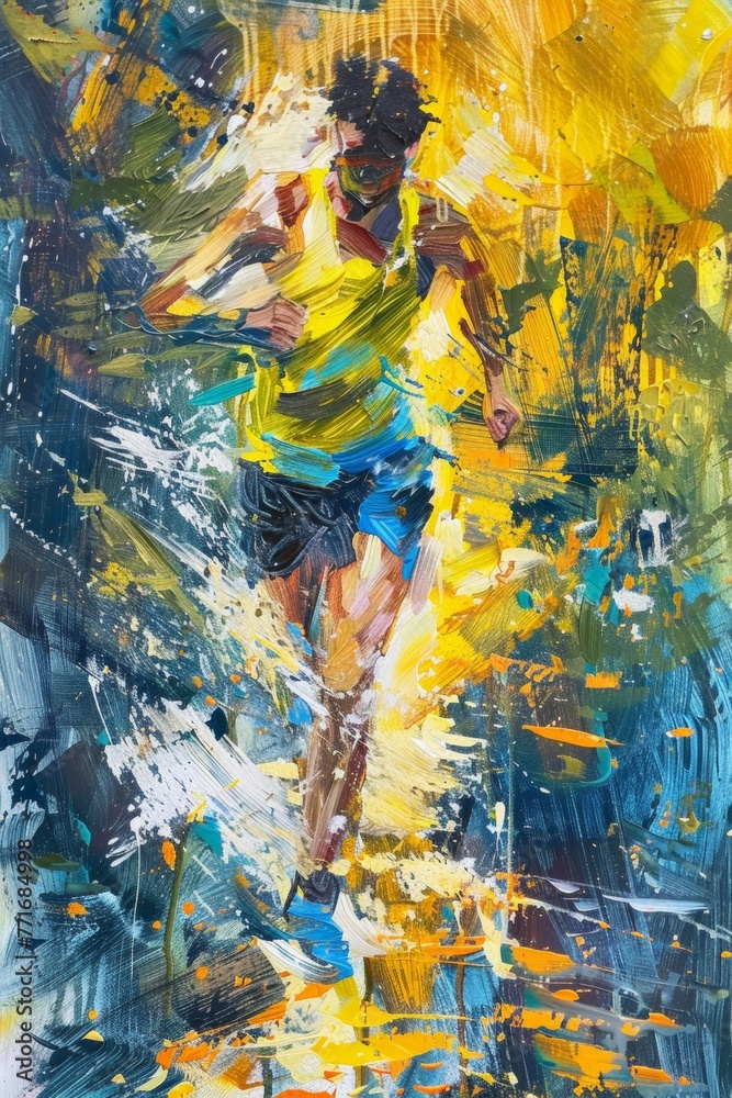 Abstract expressionist take on a trail runner Abstract expressionist take on a trail runner