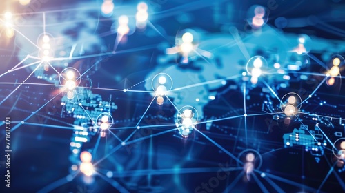 Global business structure of networking. Analysis and data exchange customer connection, HR recruitment and global outsourcing, Customer service, Teamwork, Strategy, Technology, and social network