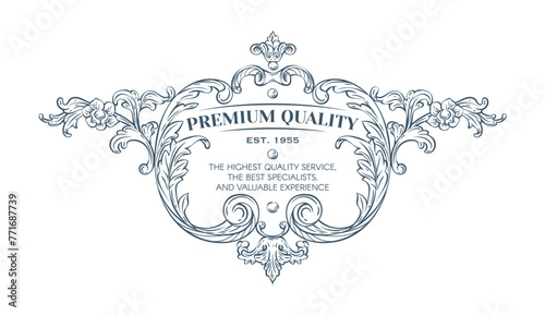 Luxury decorative vector premium quality label, rococo and baroque style (ID: 771687739)
