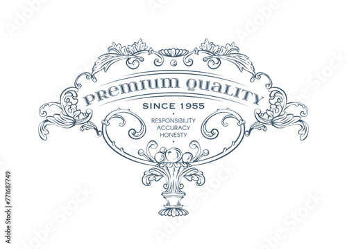 Luxury decorative vector premium quality label, rococo and baroque style (ID: 771687749)