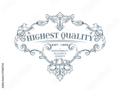 Luxury decorative vector premium quality label, rococo and baroque style (ID: 771687754)
