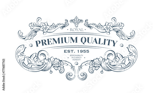 Luxury decorative vector premium quality label, rococo and baroque style (ID: 771687763)