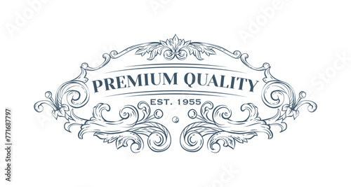 Luxury decorative vector premium quality label, rococo and baroque style (ID: 771687797)