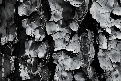 : A close-up of a tree bark with contrast between light and dark areas