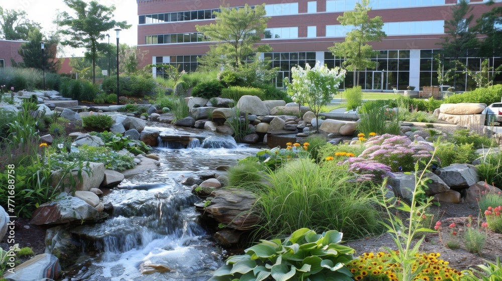 Fototapeta premium a Garden With the Waterfall