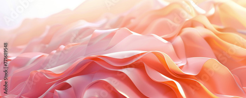 Abstract undulating fabric in peach tones, evoking softness and elegance, ideal for fashion and luxury design themes