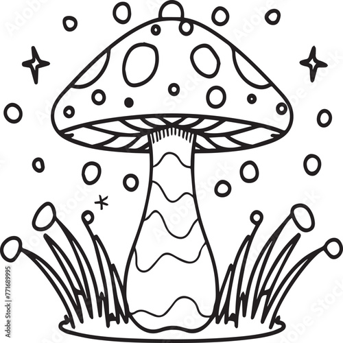 Mushroom coloring pages. Mushroom outline vector for coloring book