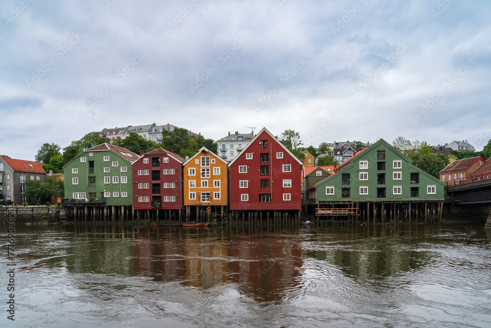 Bakklandet Wooden House Village in Trondheim in Norway Bakklandet Wooden House Village in Trondheim in Norway