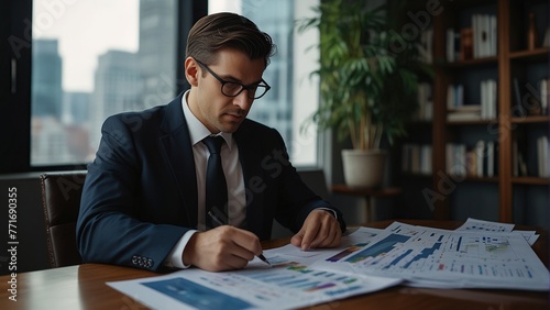 businessman working checking documents