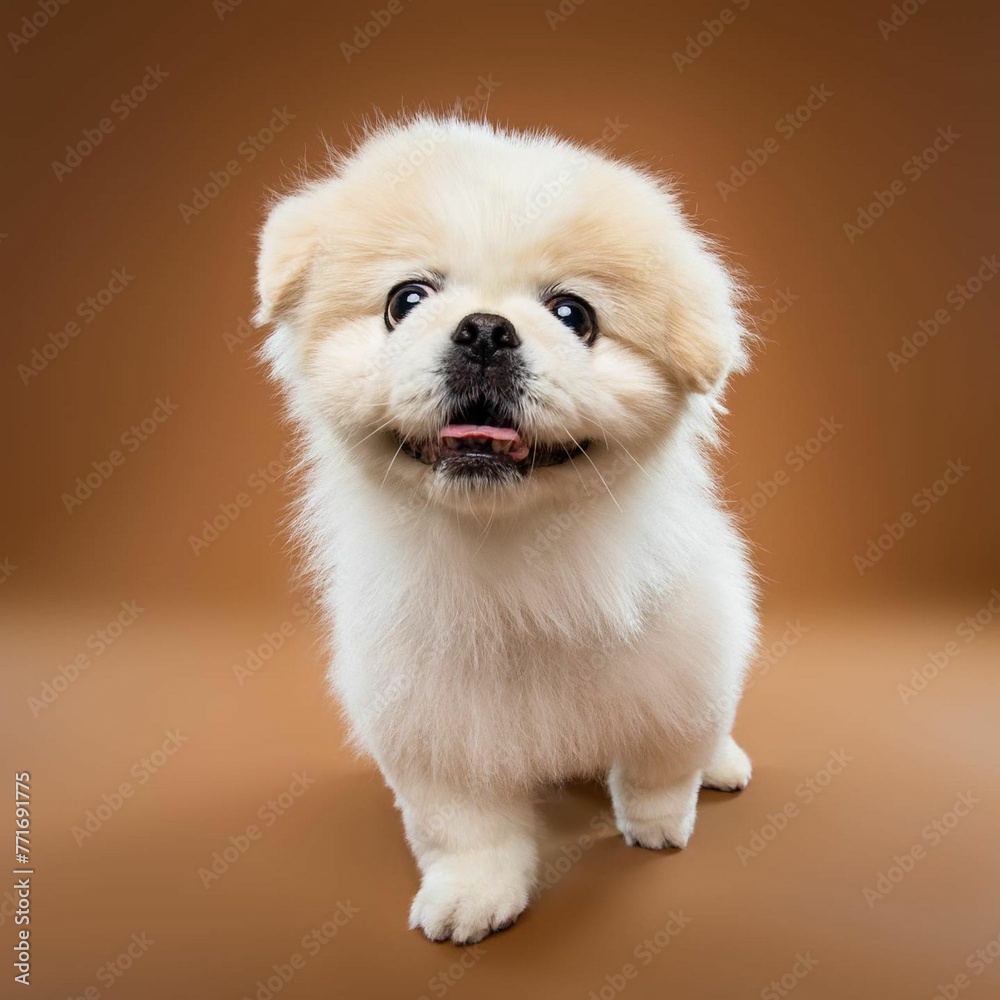 Beautiful Pekingese dog isolated on brown background. looking at camera . front view. dog studio portrait.happy dog .dog isolated .puppy isolated .puppy closeup face,indoors.brown background .
Beautiful Pekingese dog isolated on brown background. looking at camera . front view. dog studio portrait.happy dog .dog isolated .puppy isolated .puppy closeup face,indoors.brown background .