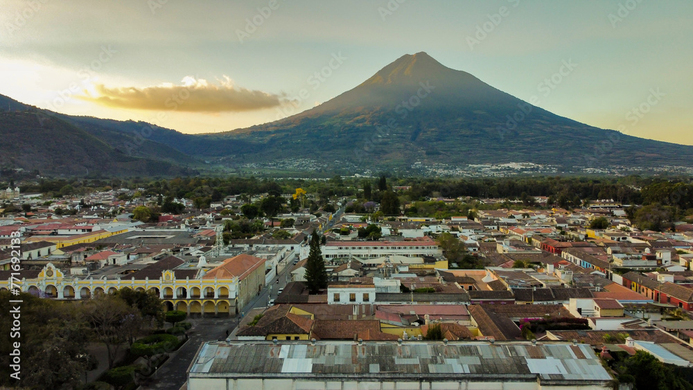 Aerial view of Antigua, Guatemala.