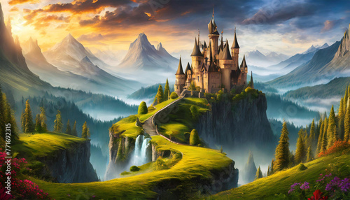 Fantasy fairy tale castle land.. photo