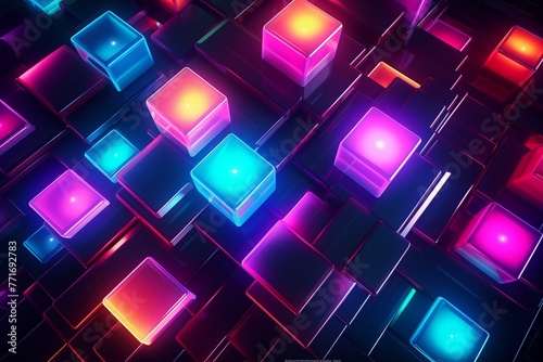 neon geometric shapes abstract background
