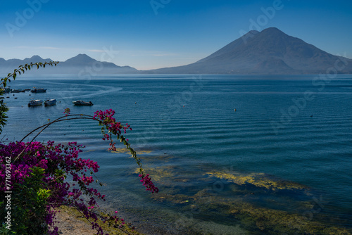 Scenic view of Lake Atitlan from Panajachel. photo