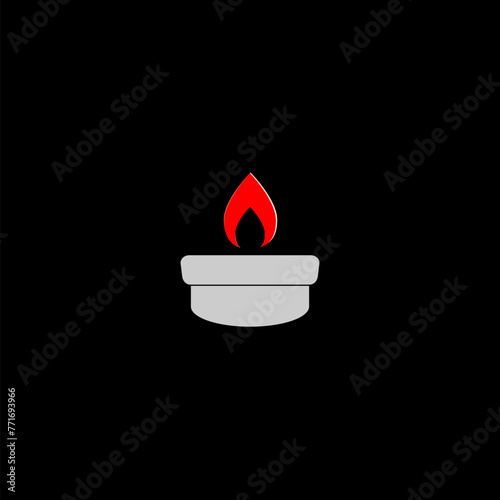 Oil lamp icon simple sign isolated on black background
