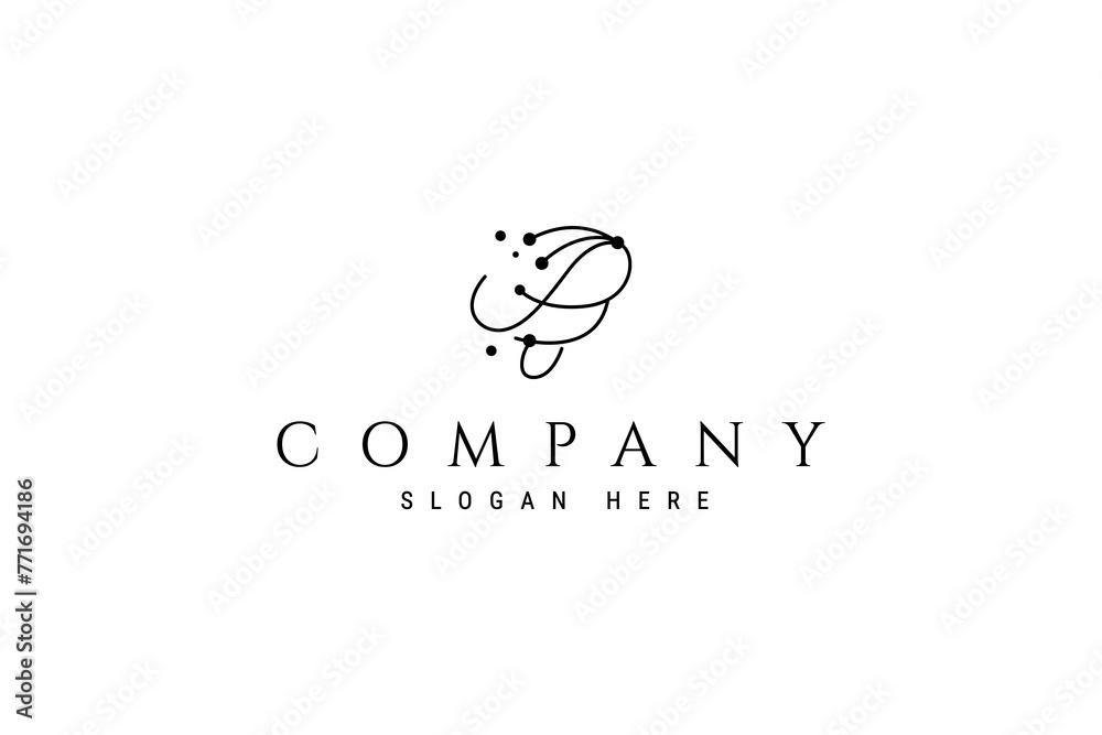 brain logo design with neurons nerve cells in line art design style brain logo design with neurons nerve cells in line art design style
