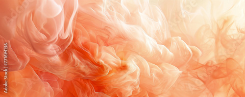 Wisps of coral smoke create a gentle, flowing abstract pattern on a soft background, conveying a sense of calm movement and artistic expression © Truprint