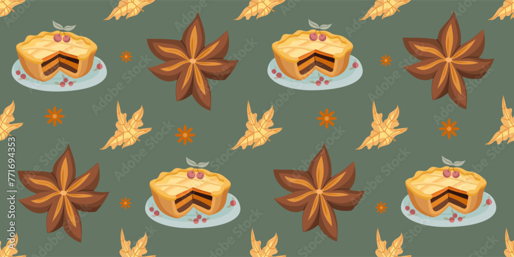 Autumn seamless pattern. Pumpkins and autumn items. Cozy warm background. Perfect for printing, textiles, wrapping paper. Vector illustrations Autumn seamless pattern. Pumpkins and autumn items. Cozy warm background. Perfect for printing, textiles, wrapping paper. Vector illustrations