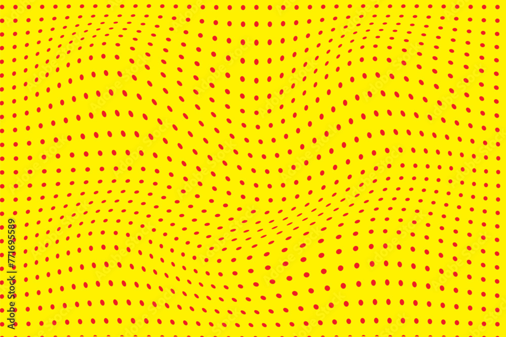 modern simple abstract red color small polka dot wavy distort pattern on yellow background modern simple abstract red color small polka dot wavy distort pattern on yellow background