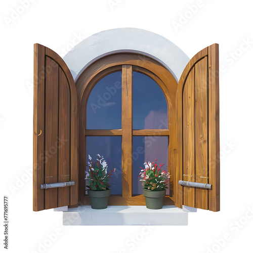 Wooden window cut out png isolated on transparent background