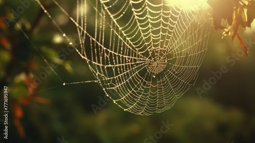 spider web on the tree trunk background